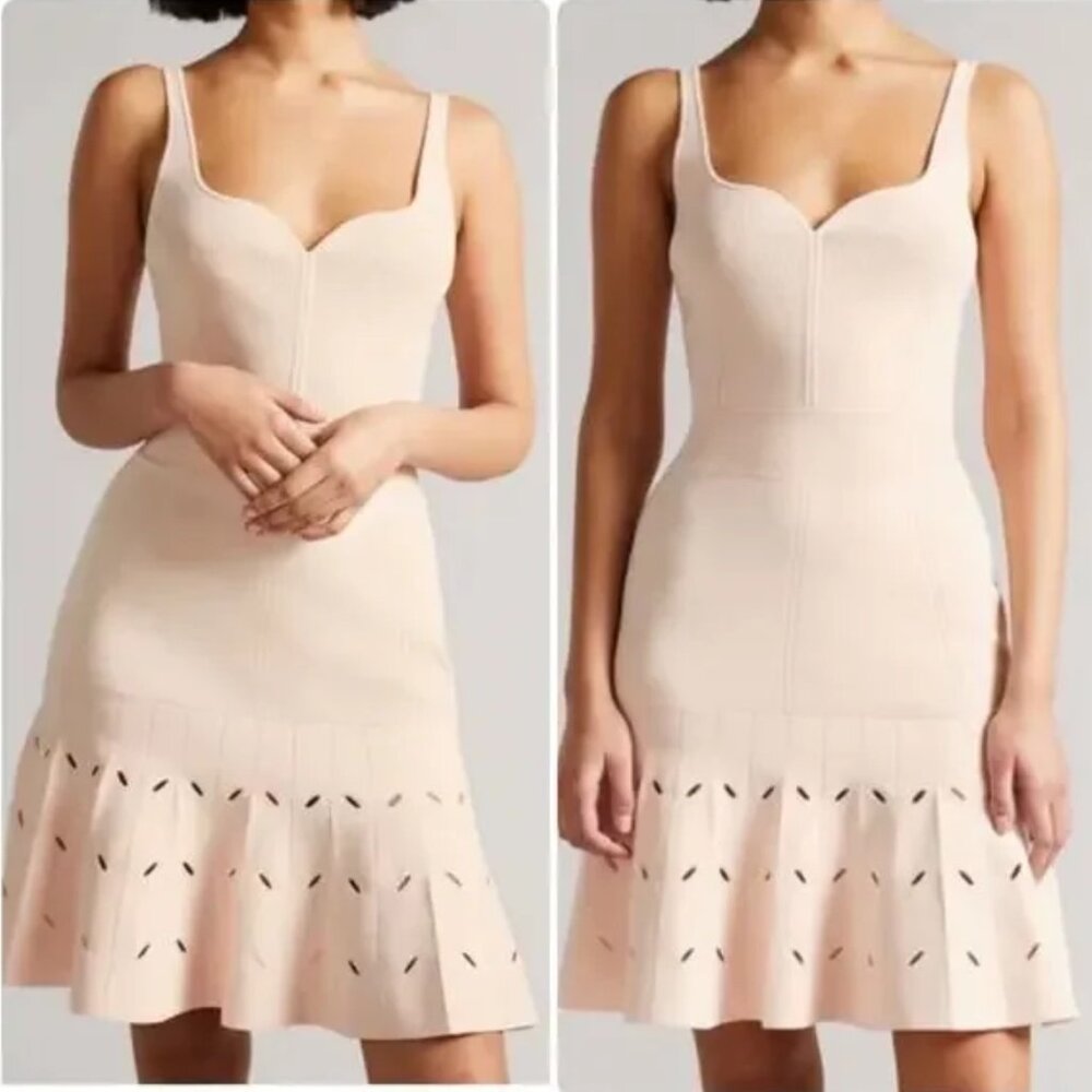 Ted Baker London Knit Stitch Detail Hem Dress Blush Pink Size 4 (M/L)